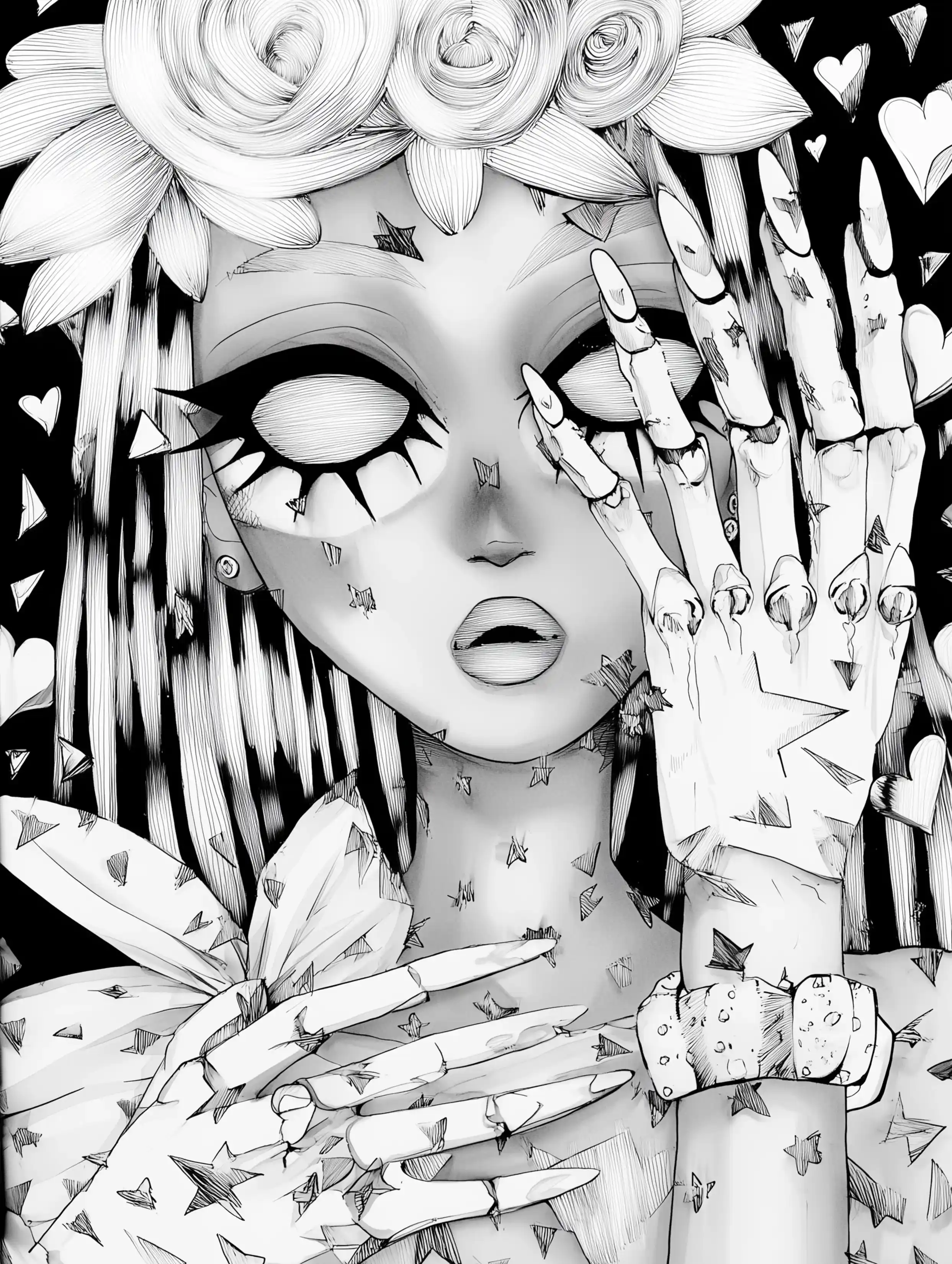 Free ballerina coloring page for adults featuring creepy ballerina closeup